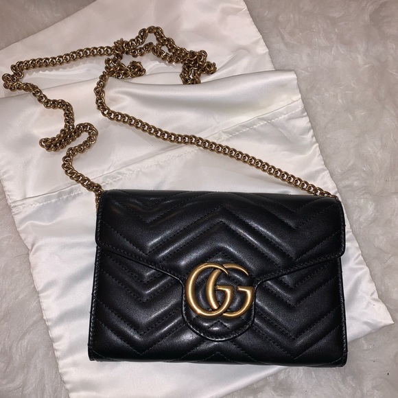 Gucci Handbags - GG Marmont Matelassé leather wallet with chain